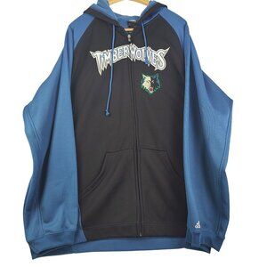 Adidas Minnesota MN Timberwolves Full Zip Hoodie Blue Black Mens 2XL Vintage